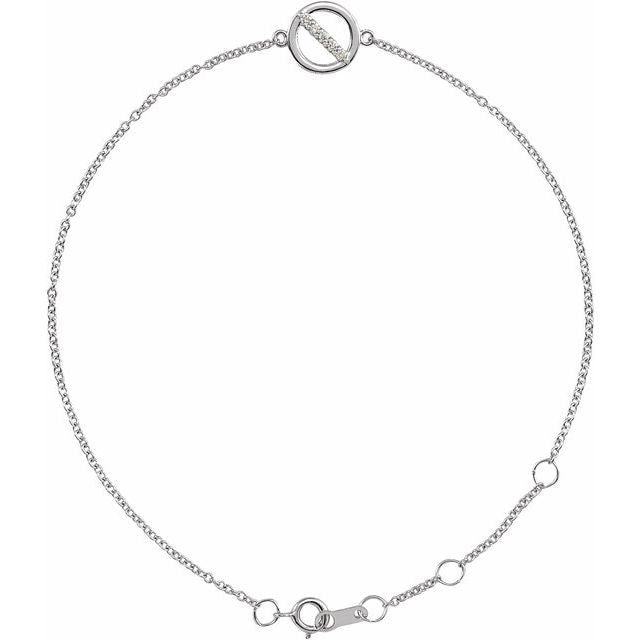 14K White .03 CTW Natural Diamond Circle 6 1/2-7 1/2" Bracelet