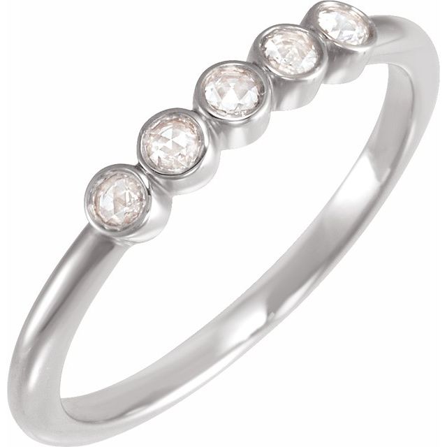 14K White 1/8 CTW Rose-Cut Natural Diamond Stackable Ring