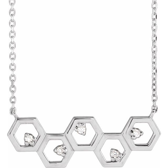 Platinum .04 CTW Natural Diamond Honeycomb 18" Necklace