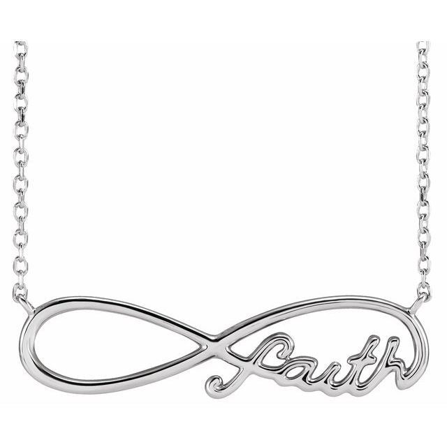 Platinum Faith Infinity 18" Necklace