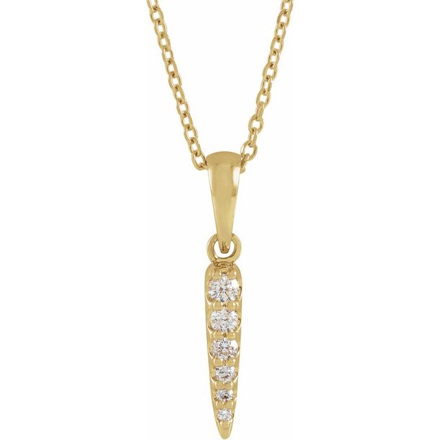 14K 1/10 CTW Natural Diamond Spike Necklace 16-18"