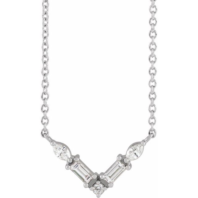 14K 1/6 CTW Natural Diamond V 18" Necklace
