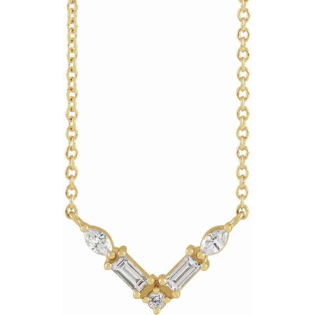 14K 1/6 CTW Natural Diamond V 18" Necklace