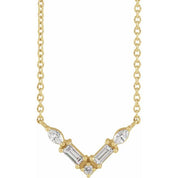 14K 1/6 CTW Natural Diamond V Necklace 16"