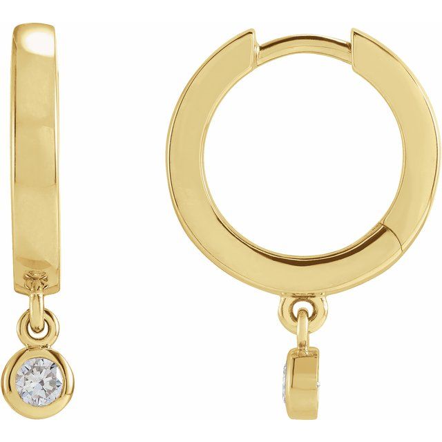 14K Yellow Gold 1/5 CTW Natural Diamond Hinged Hoop Earrings