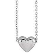 Sterling Silver Puffed Heart 16-18"Necklace