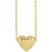 14K Puffed Heart Necklace 16-18"