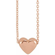 14K Puffed Heart Necklace 16-18"