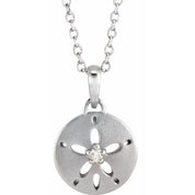 Platinum .015 CT Natural Diamond Sand Dollar 16-18" Necklace