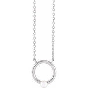 Sterling Silver Cultured Seed Pearl Circle 16" Necklace