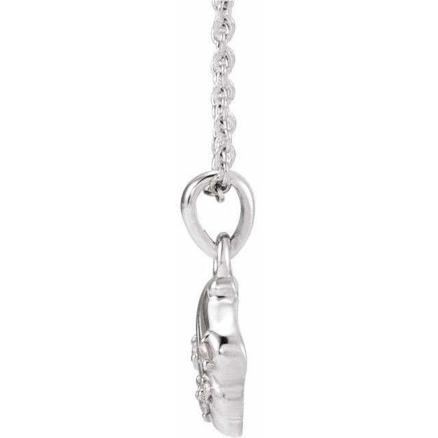 Sterling Silver .03 CTW Natural Diamond Seashell 16-18" Necklace