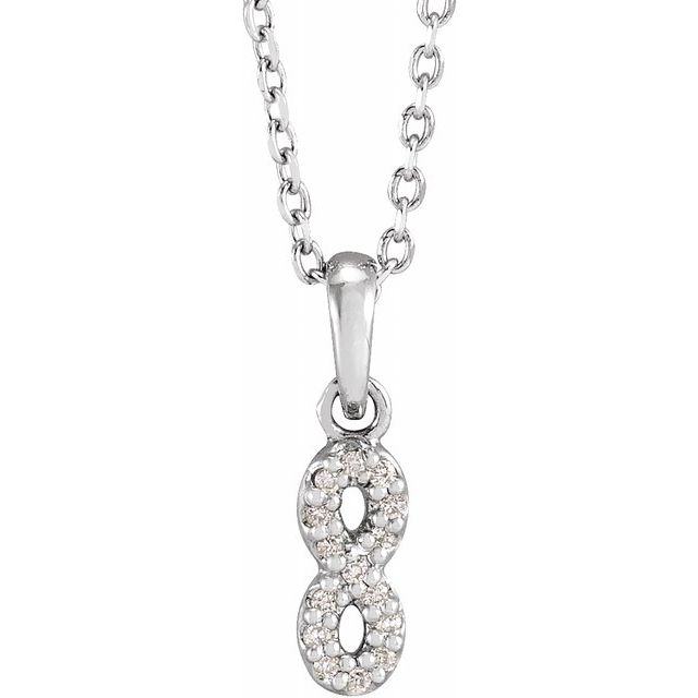 Sterling Silver .03 CTW Natural Diamond Petite Infinity 16-18" Necklace