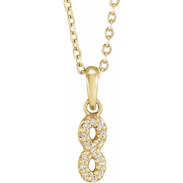 14K .03 CTW Natural Diamond Petite Infinity Necklace 16-18"