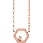 14K .06 CT Natural Diamond Honeycomb 16" Necklace