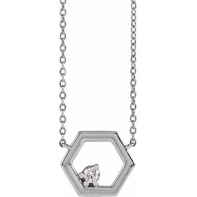 Platinum .06 CT Natural Diamond Honeycomb 16" Necklace