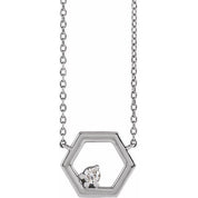 14K .06 CT Natural Diamond Honeycomb 16" Necklace