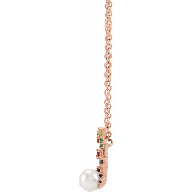 14K Akoya Cultured Pearl Hold You Forever? Rainbow Baby 18" Necklace