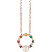 14K Akoya Cultured Pearl Hold You Forever? Rainbow Baby 18" Necklace