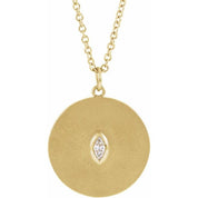 14K .05 CT Natural Diamond Disc Necklace 16-18"