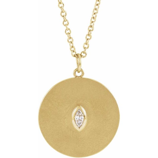 14K .05 CT Natural Diamond Disc Necklace 16-18"