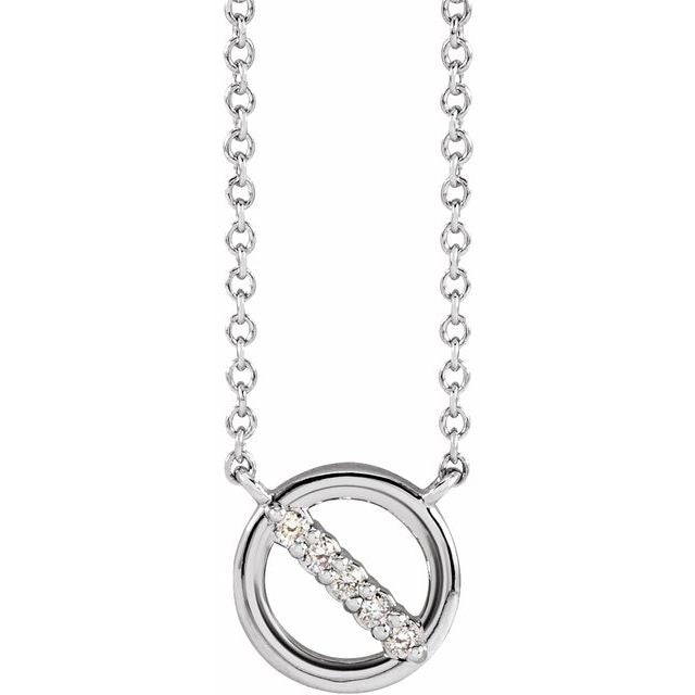 14K .03 CTW Natural Diamond Circle Necklace 18"