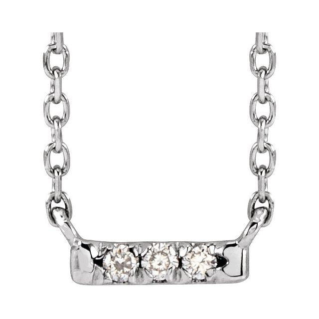 14K .03 CTW Natural Diamond French-Set Bar 18" Necklace