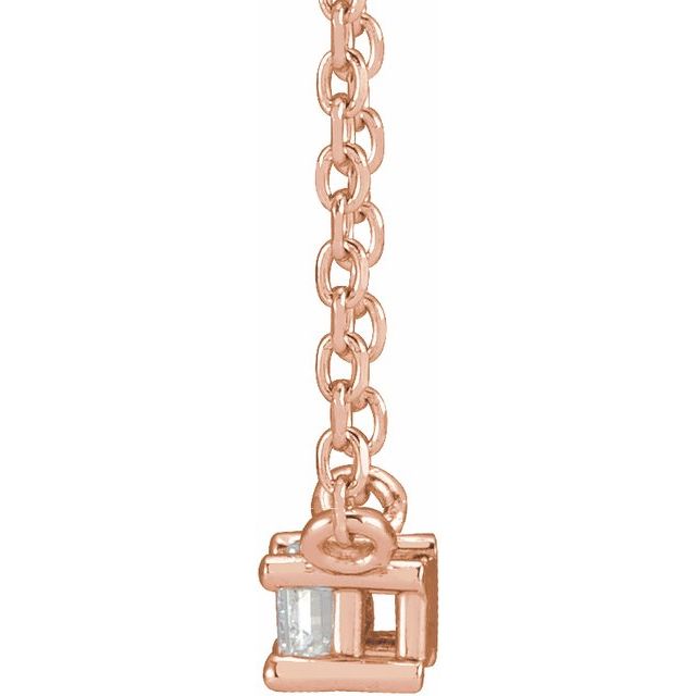 14K Natural Diamond Solitaire Necklace with .07 CT Diamond, 16" Chain Length