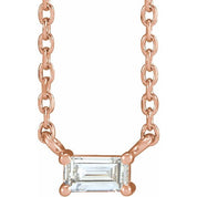 14K Natural Diamond Solitaire Necklace with .07 CT Diamond, 16" Chain Length