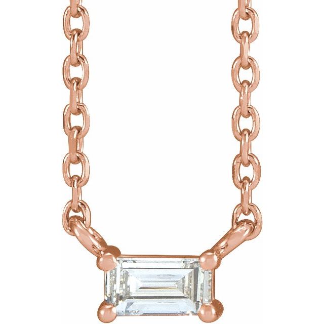 14K 1/8 CT Natural Diamond Solitaire 16" Necklace in Yellow, White, and Rose Gold