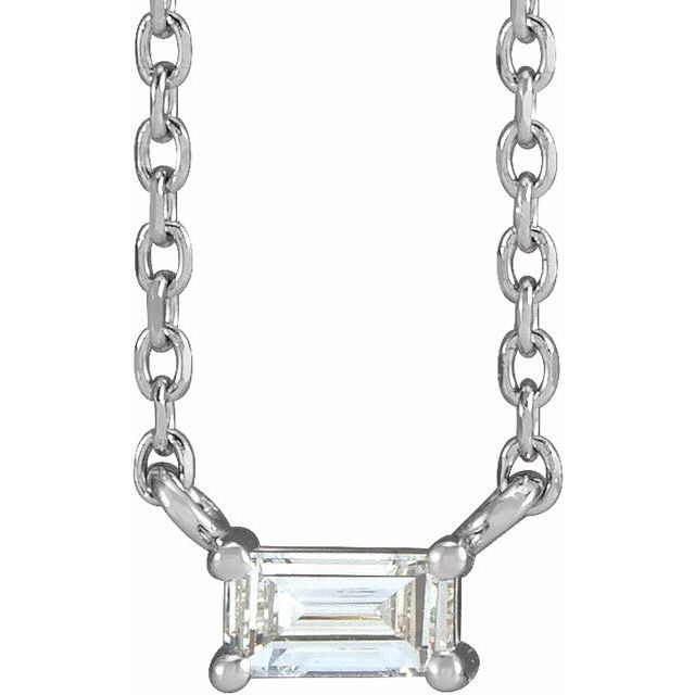 Platinum 1/10 CT Natural Diamond Solitaire 18" Necklace