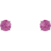 14K White 5 mm Natural Pink Sapphire Stud Earrings