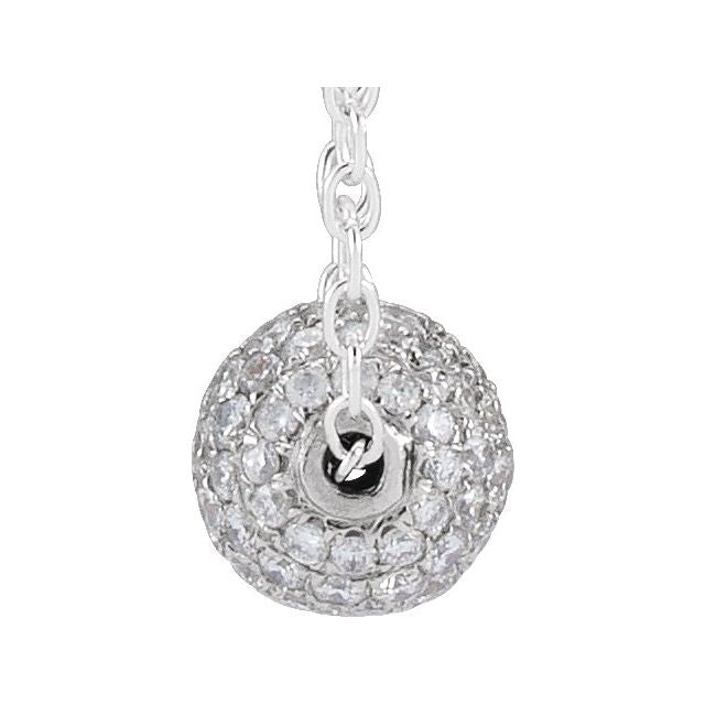 14K 6 mm 3/8 CTW Natural Diamond Ball Necklace 16-18"