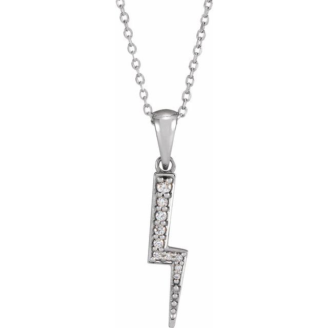 Platinum .08 CTW Natural Diamond Lightning Bolt 16-18" Necklace