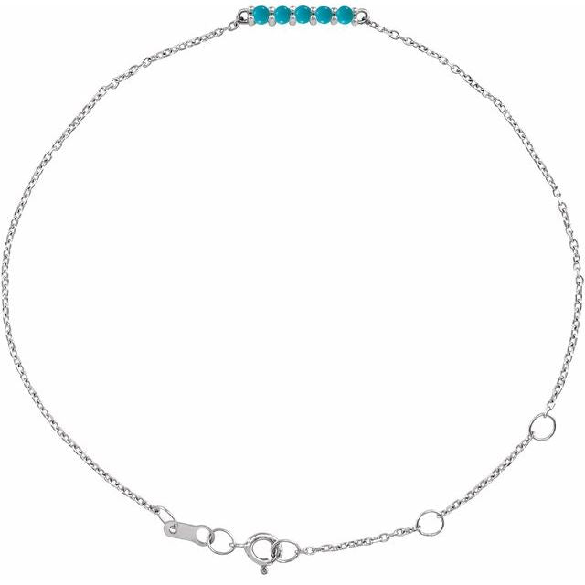 Platinum Natural Turquoise Bar 6 1/2-7 1/2" Bracelet
