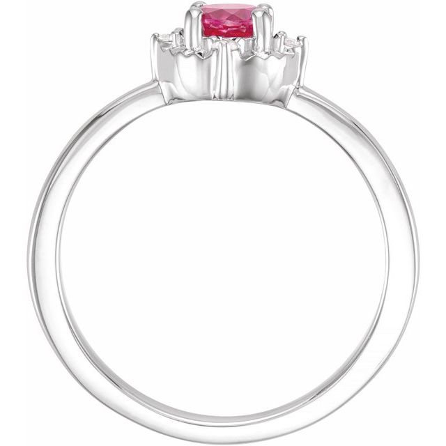 14K White Lab-Grown Ruby & .04 CTW Natural Diamond Halo-Style Ring