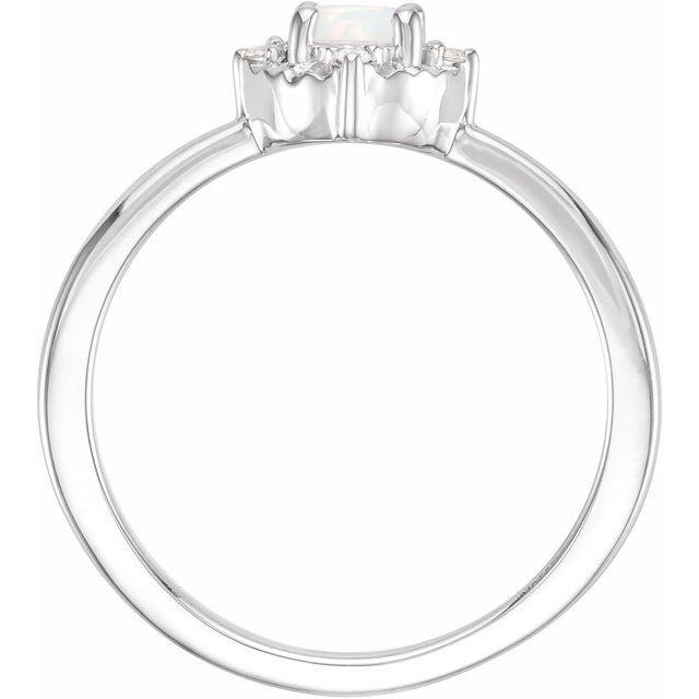 Sterling Silver Lab-Grown White Opal & .04 CTW Natural Diamond Halo-Style Ring