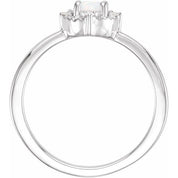 Sterling Silver Lab-Grown White Opal & .04 CTW Natural Diamond Halo-Style Ring