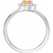 14K White Natural Citrine & .04 CTW Natural Diamond Halo-Style Ring