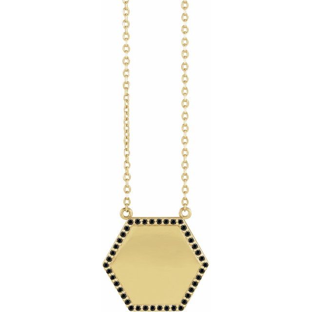 14K 1/10 CTW Natural Black Diamond Hexagon 18" Necklace