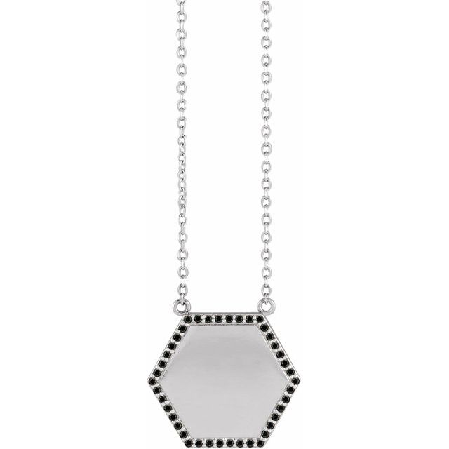 Platinum 1/10 CTW Natural Black Diamond Hexagon 18" Necklace