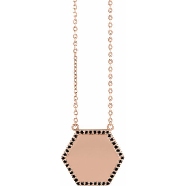 14K 1/10 CTW Natural Black Diamond Hexagon 18" Necklace