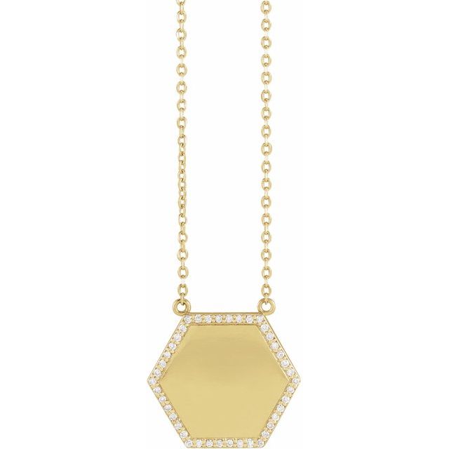 14K 1/10 CTW Natural Diamond Hexagon 16" Necklace