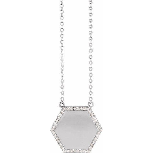Sterling Silver 1/10 CTW Natural Diamond Hexagon 18" Necklace