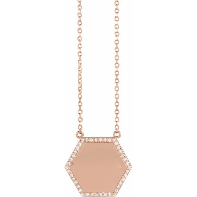 14K Rose 1/10 CTW Natural Diamond Hexagon 18" Necklace