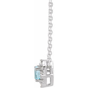Sterling Silver Natural Sky Blue Topaz & .04 CTW Natural Diamond Halo-Style 18" Necklace
