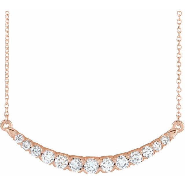 14K Lab-Grown Diamond Two-Stone, French-Set Bar, and Bar Necklace in 16-18" Length
