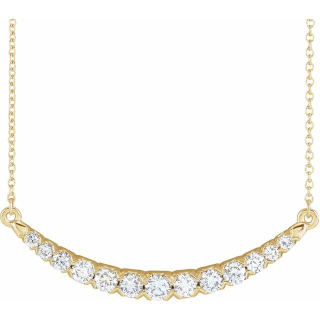14K Lab-Grown Diamond Two-Stone, French-Set Bar, and Bar Necklace in 16-18" Length