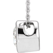 14K 3/4 CT Lab-Grown Diamond Solitaire Necklace 16-18" Adjustable Chain