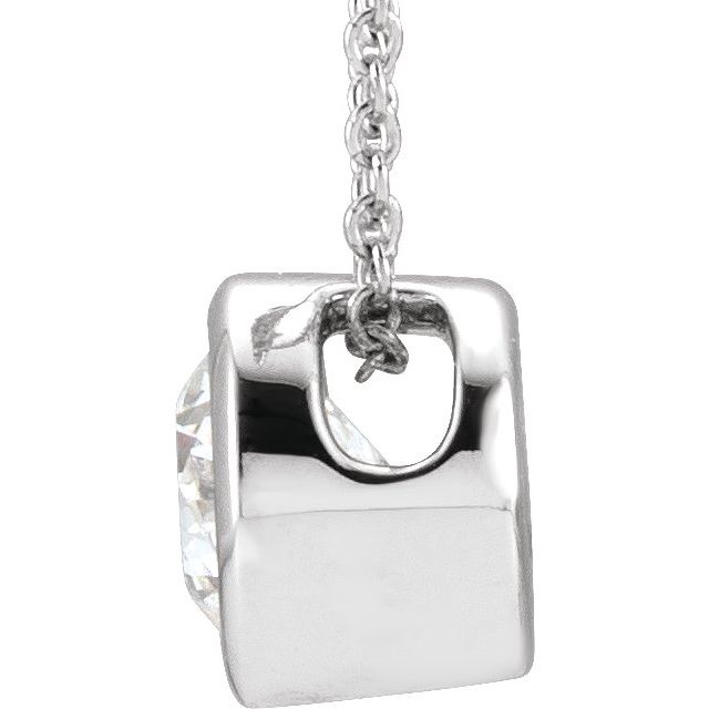 14K 3/4 CT Lab-Grown Diamond Solitaire Necklace 16-18" Adjustable Chain
