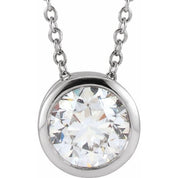 14K 3/4 CT Lab-Grown Diamond Solitaire Necklace 16-18" Adjustable Chain